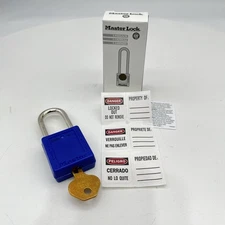 Master Lock 410BLU Lockout Tagout Safety Padlock with Key, Blue! Brand NEW!
