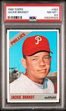 1966 Topps #383 JACKIE BRANDT Philadelphia Phillies PSA 8.5 NM-MT+ 9 RARE CARD!