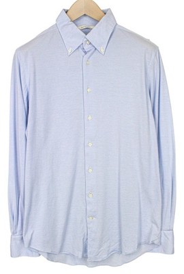 SUITSUPPLY Herren Festliches Hemd ~ M Blau Meliert Baumwolljersey Extra Slim Fit *