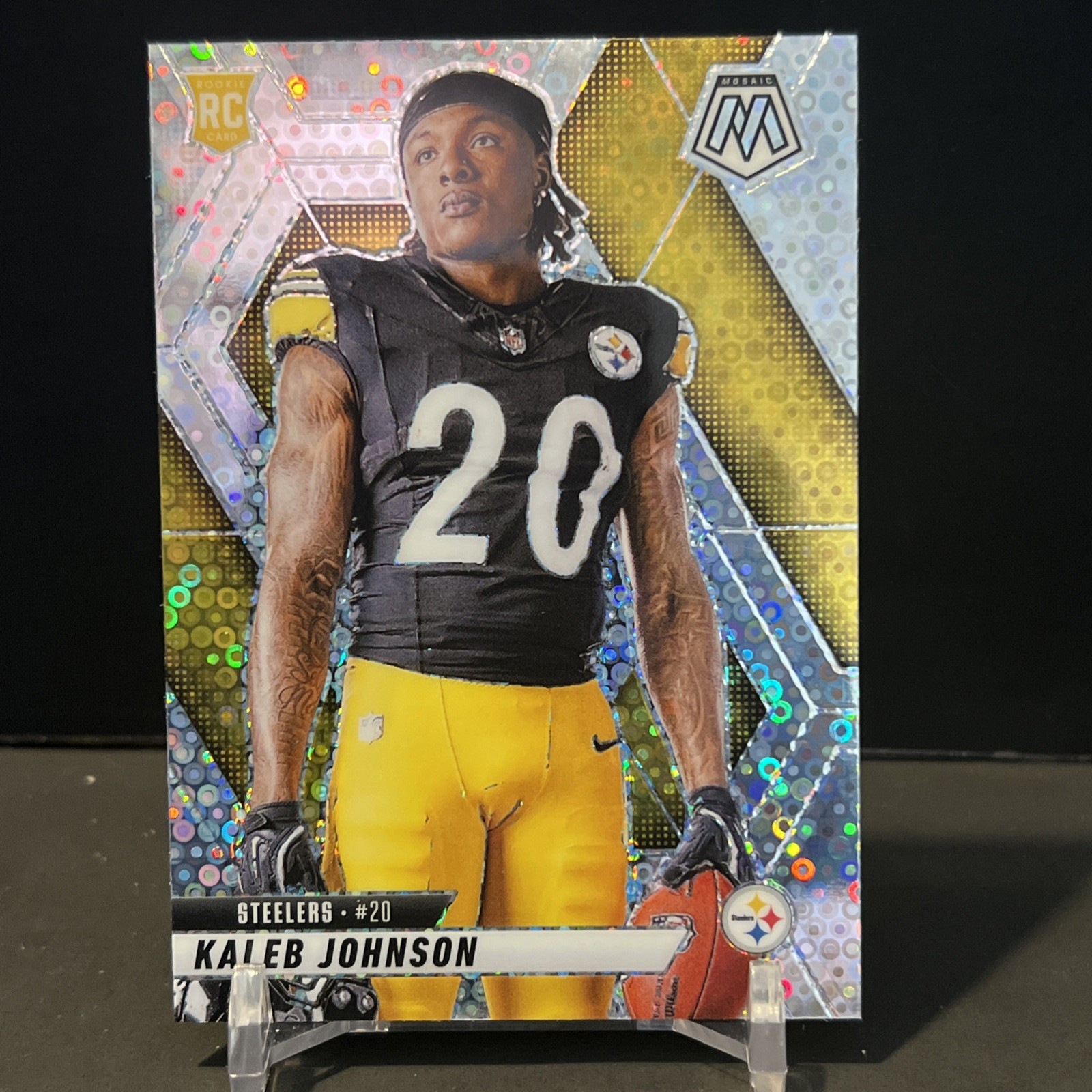 2025 Mosaic Kaleb Johnson Rookie Variation RC No Huddle Disco Silver Prizm #289