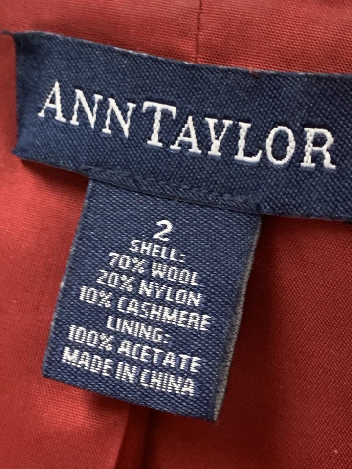 Chaqueta Blazer ANN TAYLOR Mezcla Cachemira Rojo Baya Para Mujer Talla 2 NUEVA Foto 2 de 3