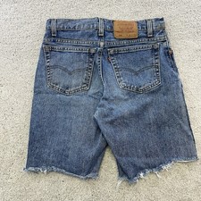 Vtg Levis 550 Shorts Mens 32 Distressed Denim Cutoff Relaxed Grunge USA Made 90s