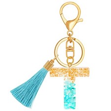 TTYY Alphabet Initial Letter Keychain for Women gift To Cyan Crystal Lettert