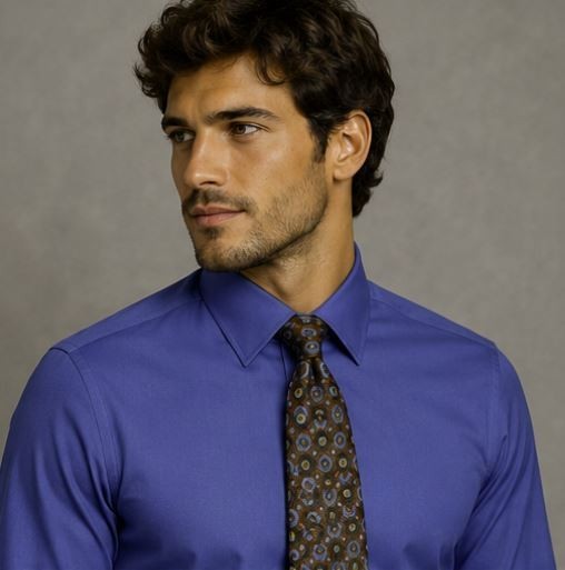 Corbata De Colección Ermenegildo Zegna 100% Lino Hecha en Italia Marrón Azul Burbuja Geométrica