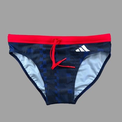 adidas men navy blue Swim Brief swimwear swimsuit diving beach