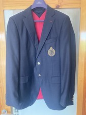 Mens 38L Tommy Hilfiger Wool Navy Blue Suit Jacket Blazer Sport Coat Gold Button