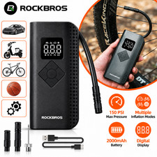 ROCKBROS Electric Air Pump 150PSI Car Tire Inflator Digital Portable 2000mAh LED
