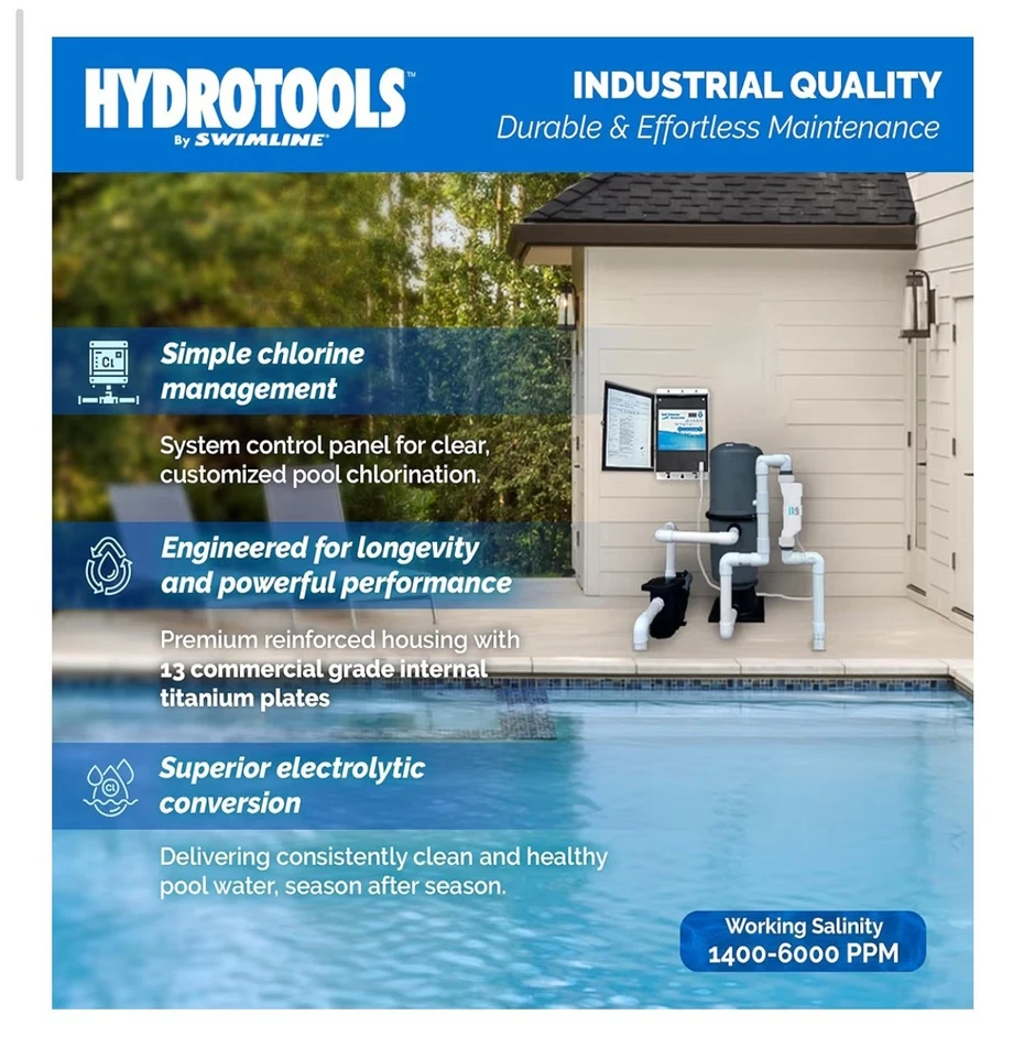 Sistema generador de cloro de agua salada Swimline 87625, piscinas de 25 k galones  Foto 3 de 4