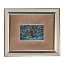 Quadro Contemporaneo Dipinto Naif di M. Previ Olio su Vetro 1979