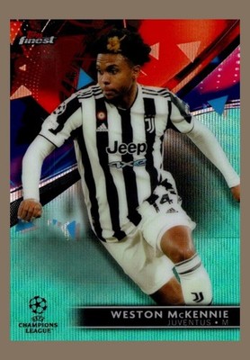 Weston McKennie 19/75 Aqua Wave Refractor 2021-22 Topps Finest #44 Juventus