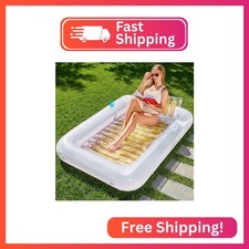 SLOOSH Inflatable Tanning Pool Lounger Float, 70" x 46" Pool Floats Adult with P