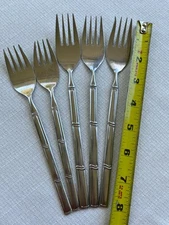 STANLEY ROBERTS MCM Tiburon Bamboo Design Stainless Flatware Japan 5 mixed Forks