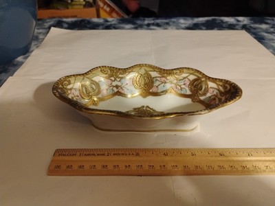 Antique Hand-Painted Nippon Porcelain Celery Dish Or Vanity Tray