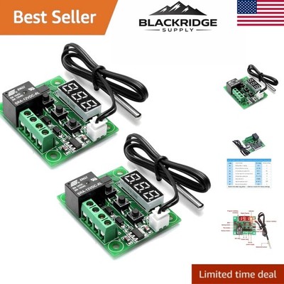 2pcs Waterproof 12V Digital Temperature Controller -50 to 110°C, 0.1°C Accuracy