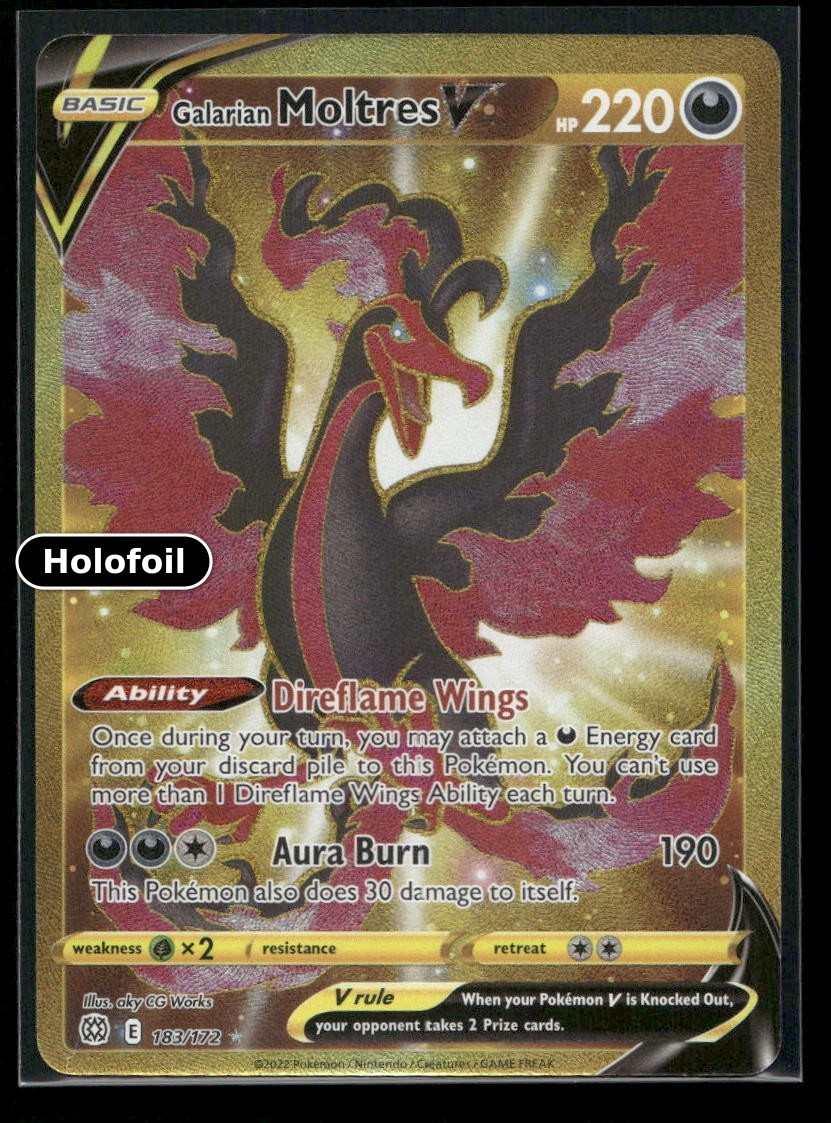 Galarian Moltres V (Secret) Holo SWSH09: Brilliant Stars 183/172 NM Pokemon