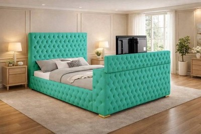 Peru Chesterfield TV-Bettrahmen aus Plüschsamt alle UK-Größen & Farben 3 Fuß-6 Fuß UK