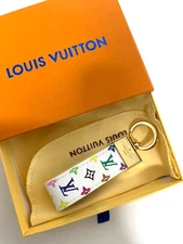 Louis Vuitton LV White Orange Monogram Dragonne Key Ring Keychain