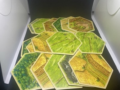 Settlers Of Catan Complete Set of 19 Terrain Tiles Hexes Resource ReplacementX55