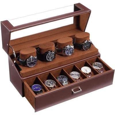 Uhrenbox 2 Ebenen, Uhrenkoffer mit 10 Kissen, Vintage , Uhrenschatulle