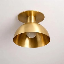 Handmade Raw Brass Sputnik Chandelier , Mid-Century Modern Flush Mount Light