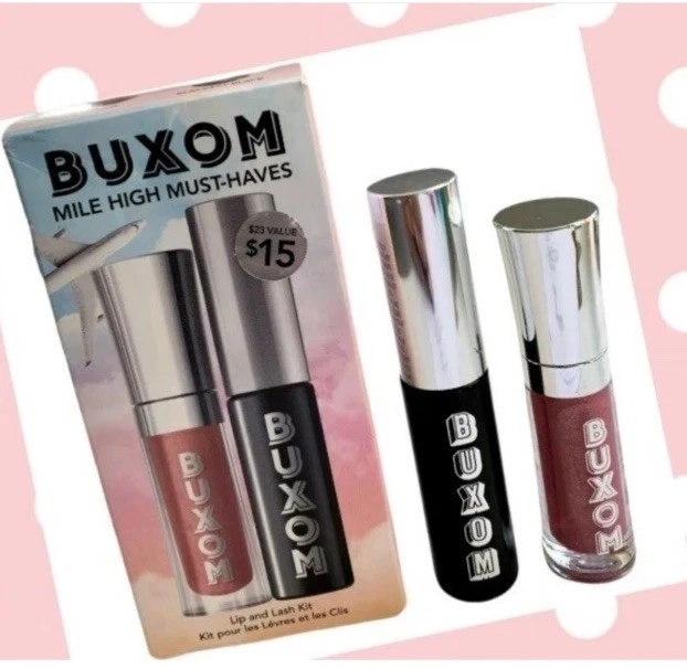 Buxom Mile High Must-Haves, Lip & Lash Kit Full-on Plumper/Lash Mascara NIB
