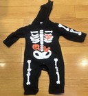 Skeleton Halloween Costume One piece Hooded 12-18 Months Black White Orange — photo 1