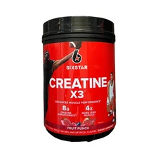 Six Star Creatine Monohydrate Powder X3, 2.19lbs - Fruit Punch, Exp: 10/2026