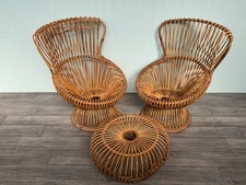 Coppia Di Poltrone E Pouf Margherita Di Franco Albini Per Bonacina Anni 50