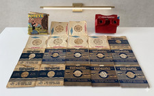 Vintage GAF Red View-Master Viewer 17 Reel Lot - Popeye, Disney, Western...