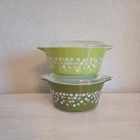 Vintage 2 Piece Pyrex Spring Blossom Casserole Dish Set 472-B 473-B With Lids
