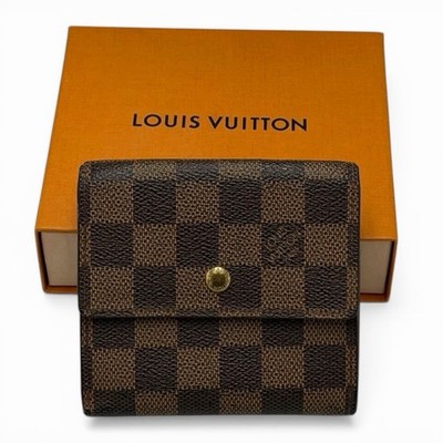 Authentic Louis Vuitton Double-Hook Wallet, Damier Tri-Fold N61652