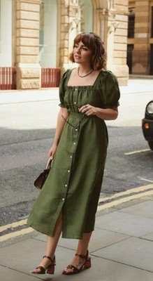 SLEEPER Maxi Dress  Brigitte  in Green size Small Cottagecore