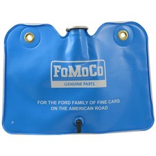 Ford 1964-67; bolsa de depósito para lavadora de parabrisas; letras blancas en bolsa azul