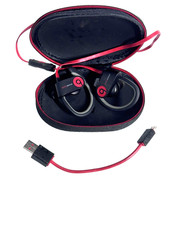 Beats Power Beats by Dr Dre Black Red Earbuds Wired with Case Over the Ear Read