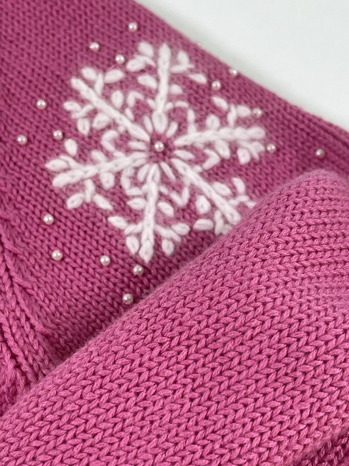 Quacker Factory Sweater Full Zip Cardigan Snowflakes Beaded Embroidery Sz S - Image 4 of 4