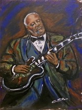 B. B. Quadro originale musica blues astratta King ritratto espressionista 8x10