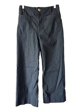 Maeve Anthropologie Colette Black Linen Cropped Wide Leg Pants Size 26 OB1364733