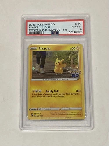 2022 Pokemon Go Pikachu Cosmos Holo From Tin #027 Near Mint PSA 8 Card Low Pop