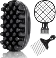 Premium Twist Hair Sponge Brush, Twist Styler Comb Set for Men & Women, Metal Br