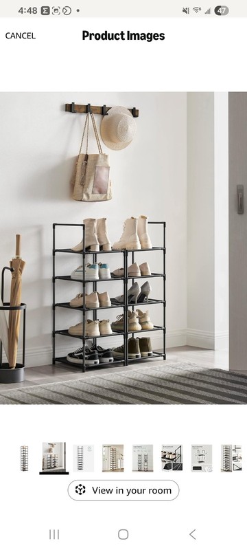 SONGMICS 10-Tier Shoe Rack Organizer, 10-Pair, 13 x 13 x 68 in, Black
