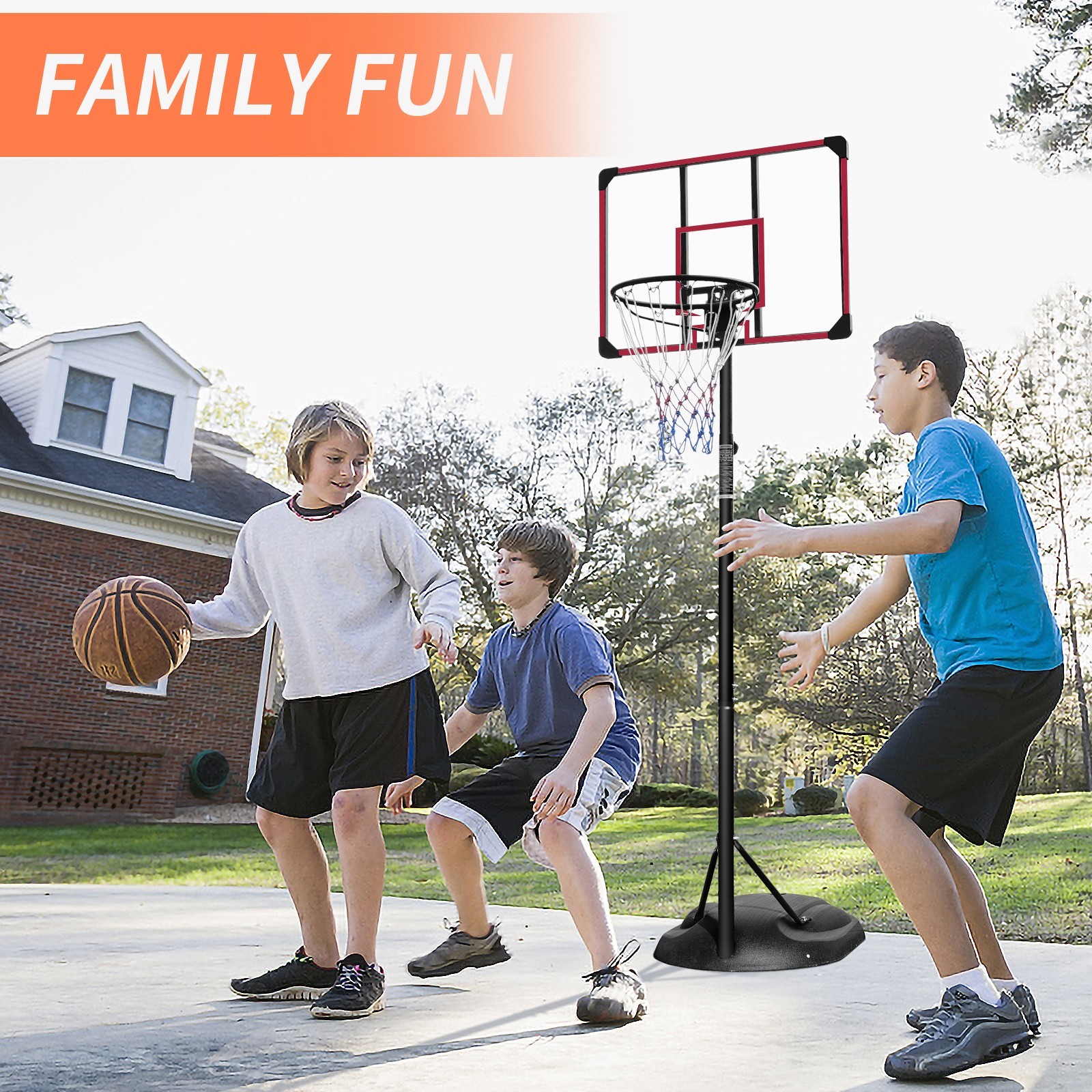 Adjustable Height Portable Basketball Hoop 7.5-9.2Ft Height for Indoor Outdoor