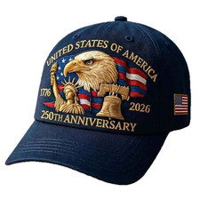 American 250th Anniversary Cap Unisex Adjustable Washed Cotton Peaked Hat Eagle