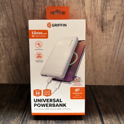Griffin 10000mAh Universal Power Bank USB-C PD Dual Ports New Sealed