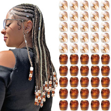 50PCS Brown Hair Beads White Beads for Hair Locs Dreadlock Beads Accessories Hai