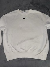 Nike Women  s Oversized Crewneck Center Check Logo Sweatshirt Size M White