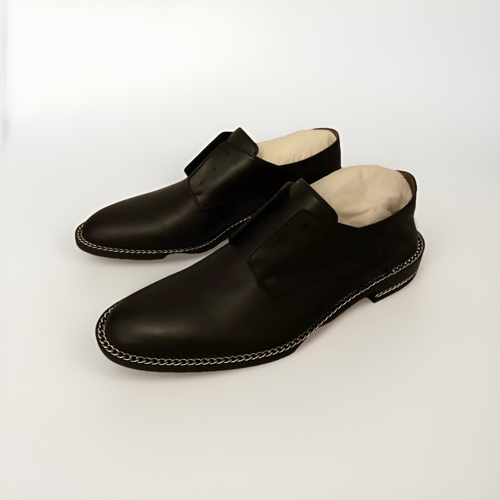 RRP £800 Givenchy Black Backless D Chain Derby laceless Loafer Flats Shoes SZ38. image 2