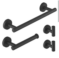 4-Piece Bath Hardware Set with Towel Hook and Toilet Paper Holder and Towel Bar