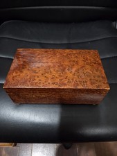 Vintage Reuge 8"×4.5"×3" Thuya Wood Jewelry Box & Non Working Music  Wooden Feet