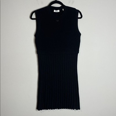 Sandro Women s Black Scorpion Sleeveless Pleated Bottom Dress Size Large NWT