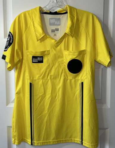 Yellow Soccer Referee Umpire Uniform Short Sleeve Jersey Womens Size Medium